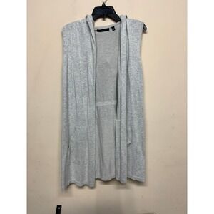 Cyrus Sleeveless Open Front Cardigan Vest XL Gray Hooded Rayon Blend